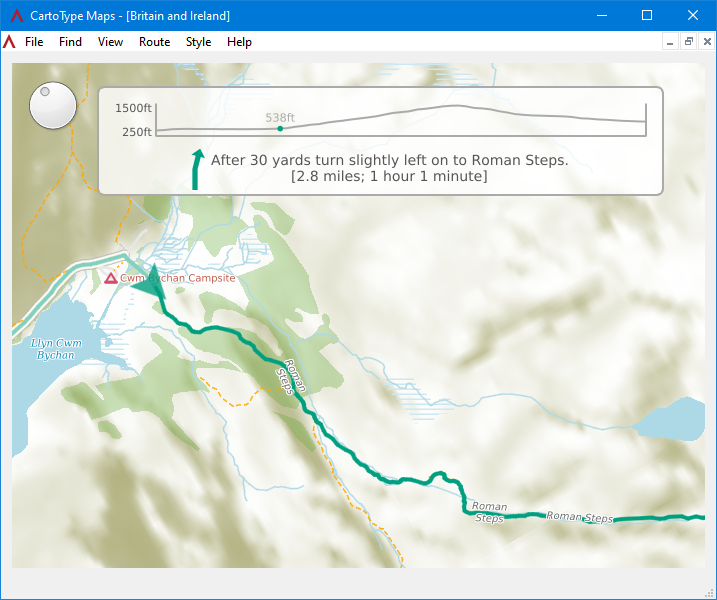 map with height profile